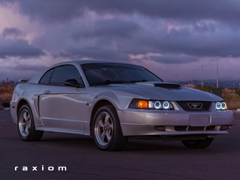 Raxiom 99-04 Ford Mustang Dual LED Halo Projector Headlights- Black Housing (Smoked Lens) - Image 2