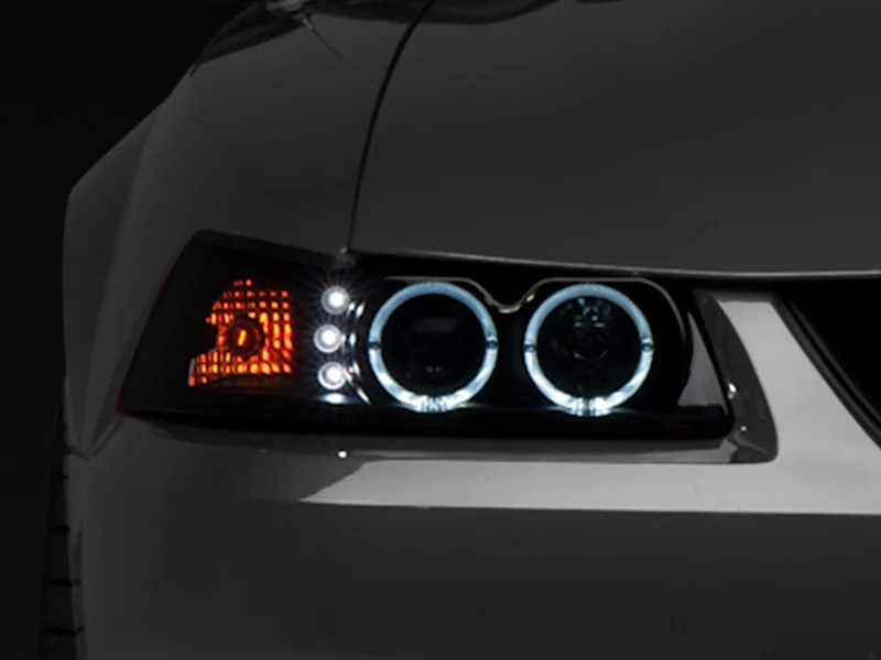 Raxiom 99-04 Ford Mustang Dual LED Halo Projector Headlights- Black Housing (Smoked Lens) - Image 8