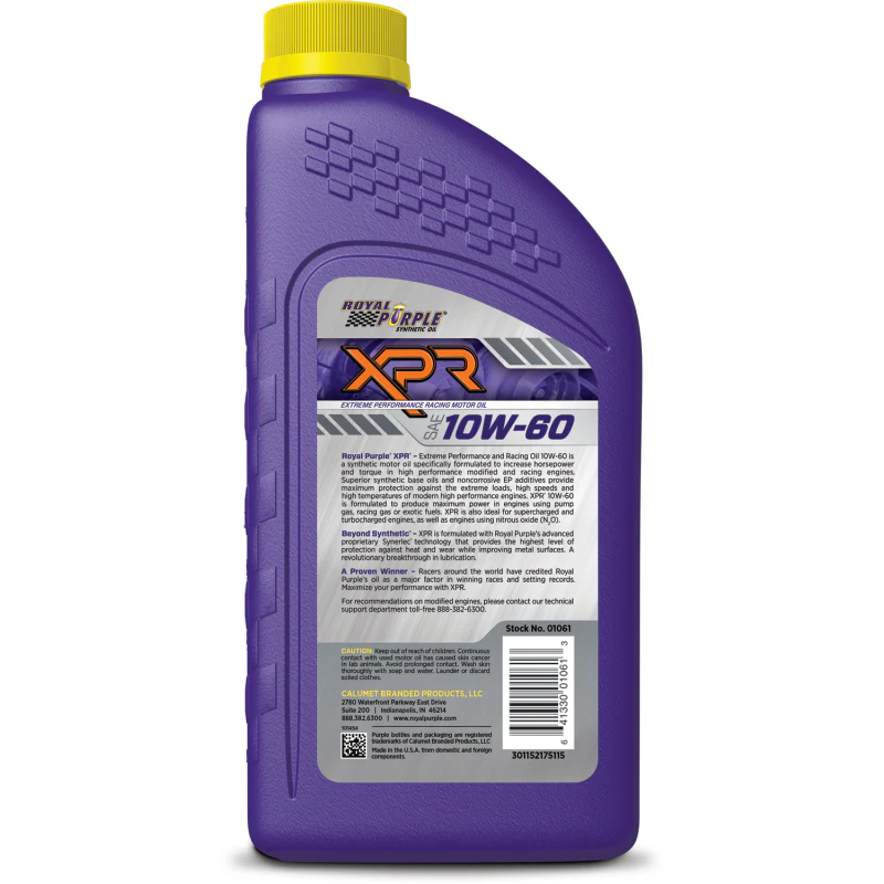 Royal Purple XPR Synthetic Extreme Performance 10W60 Racing Oil - 1 Quart - Image 3