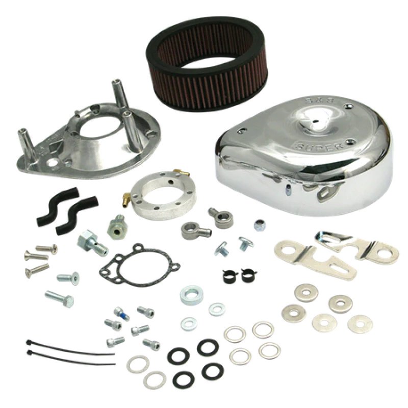 S&S Cycle 91-06 Carbureted XL Sportster Models Teardrop Air Cleaner Kit - Chrome