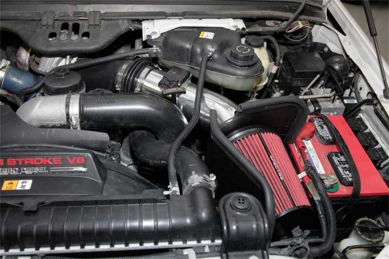 Spectre 03-07 Ford SD V8-6.7L DSL Air Intake Kit - Polished w/Red Filter - Image 3