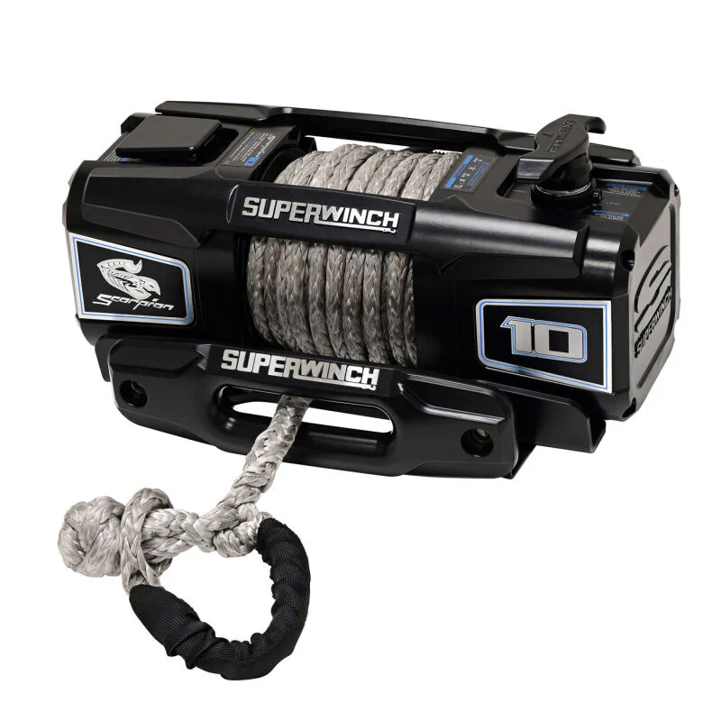 Superwinch 10000 LBS 12V DC 3/8in x 54ft Synthetic Rope Scorpion 10000SR Winch - Black Powdercoat - Image 14