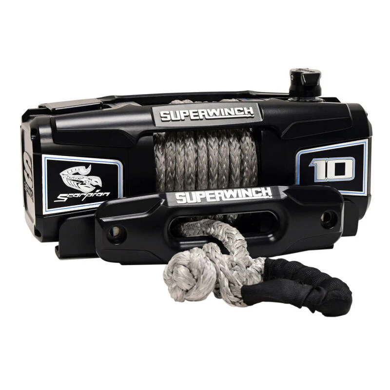Superwinch 10000 LBS 12V DC 3/8in x 54ft Synthetic Rope Scorpion 10000SR Winch - Black Powdercoat - Image 2