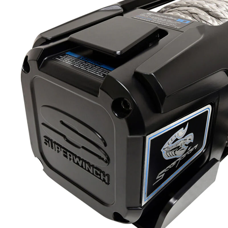 Superwinch 10000 LBS 12V DC 3/8in x 54ft Synthetic Rope Scorpion 10000SR Winch - Black Powdercoat - Image 3
