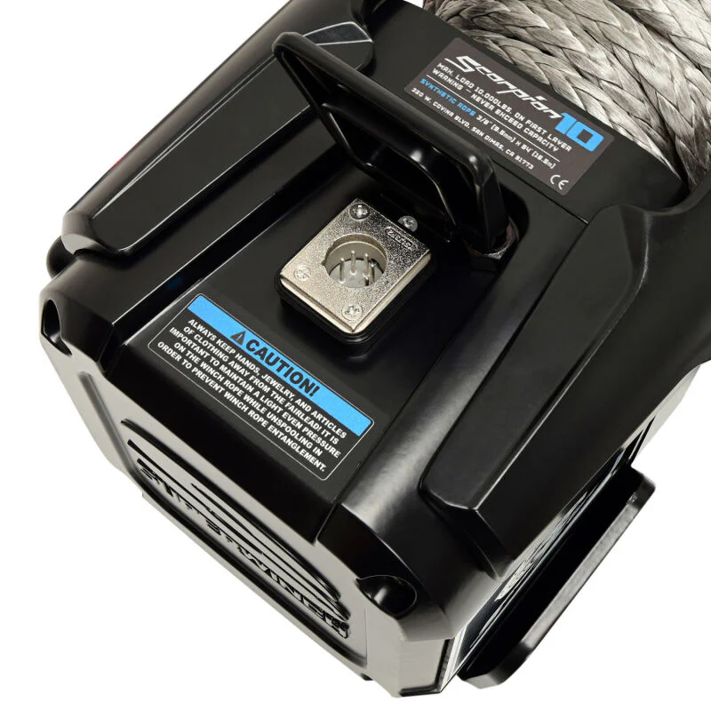 Superwinch 10000 LBS 12V DC 3/8in x 54ft Synthetic Rope Scorpion 10000SR Winch - Black Powdercoat - Image 5