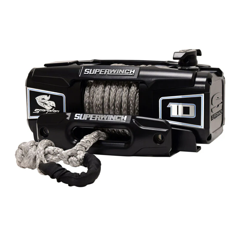 Superwinch 10000 LBS 12V DC 3/8in x 54ft Synthetic Rope Scorpion 10000SR Winch - Black Powdercoat - Image 6