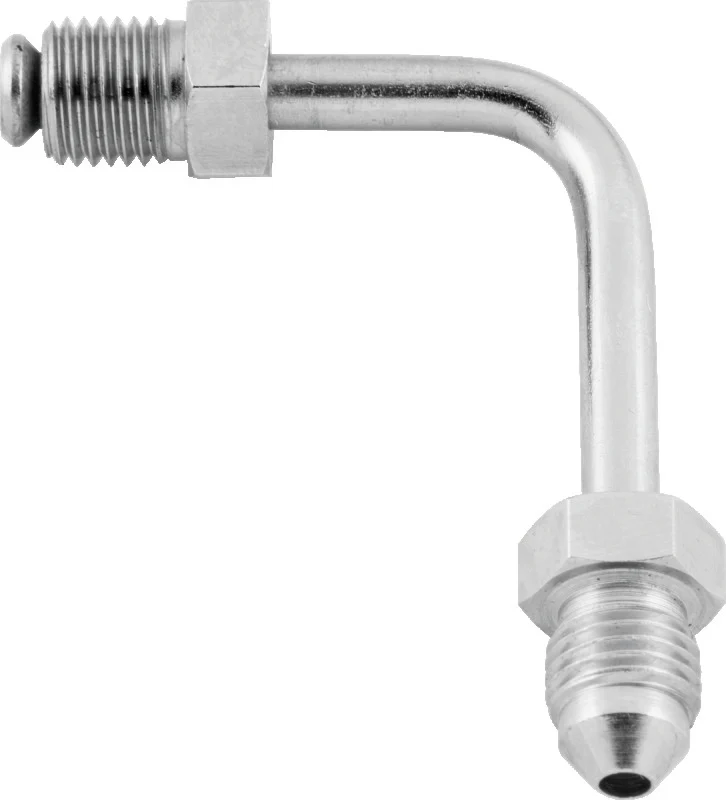 Twin Power Stainless Brake Fitting Male 3/8-24 Inverted Flare to AN-3 Male 90 Adaptor Tube Short
