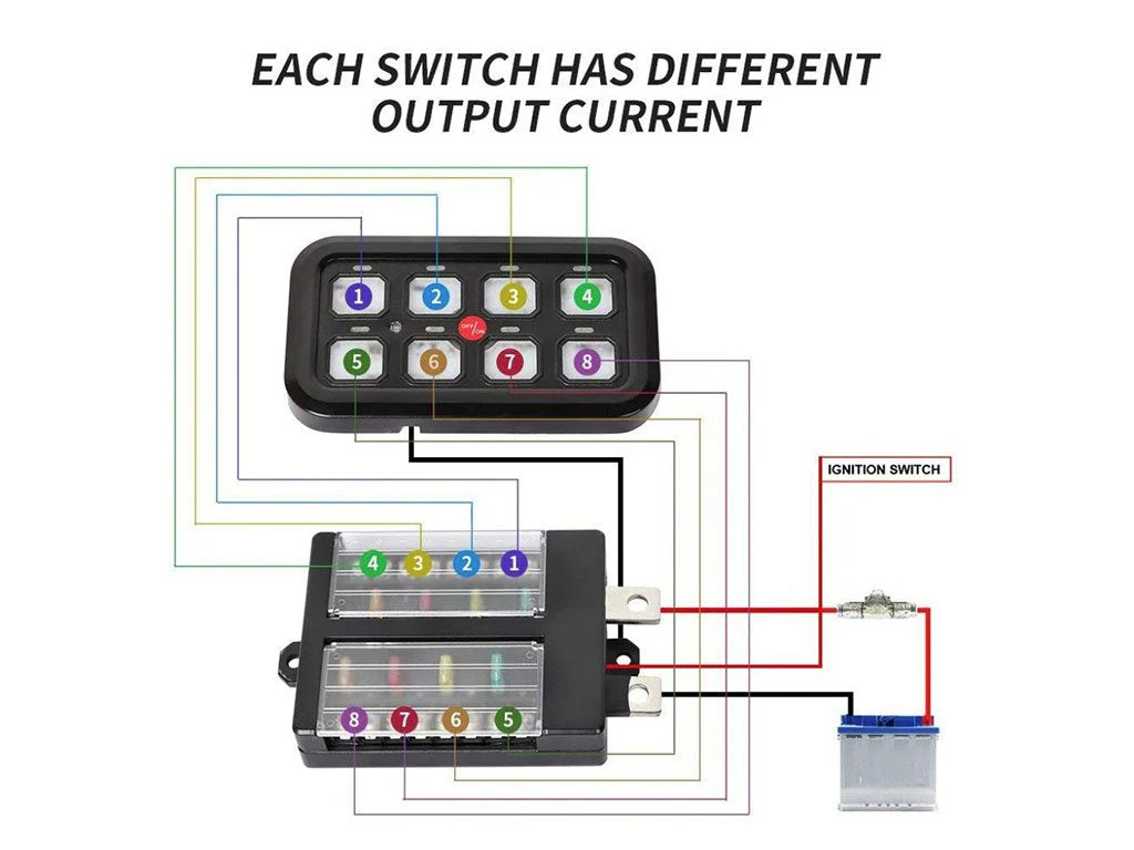 Vehicle Accessory 8 Switch Control System (Blue Backlighting) - Image 7