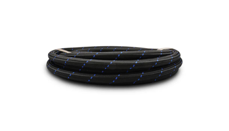 Vibrant -12 AN Two-Tone Black/Blue Nylon Braided Flex Hose (20 foot roll) - Image 2