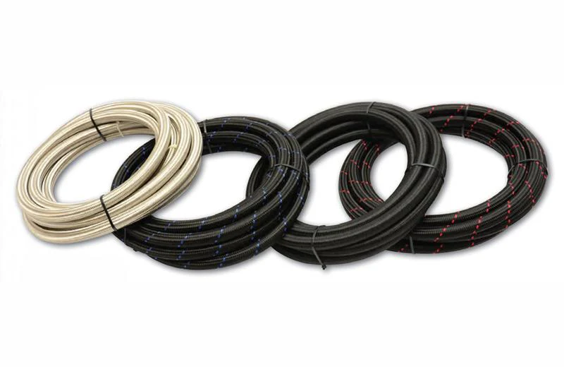 Vibrant -12 AN Two-Tone Black/Blue Nylon Braided Flex Hose (20 foot roll) - Image 3
