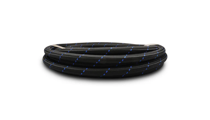 Vibrant -12 AN Two-Tone Black/Blue Nylon Braided Flex Hose (20 foot roll) - Image 4