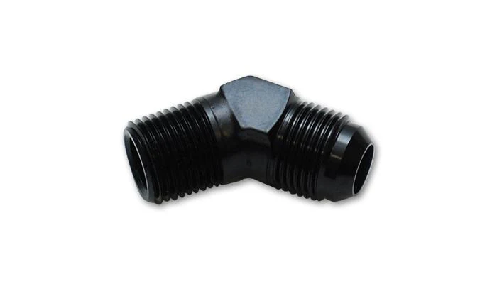 Vibrant -16AN Bulkhead Adapter 45 Deg Elbow Fitting - Anodized Black