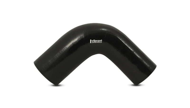 Vibrant 3.25in ID x 3.5in ID x 4in Long Gloss Black Silicone 90 Degree Transition Elbow - Image 2