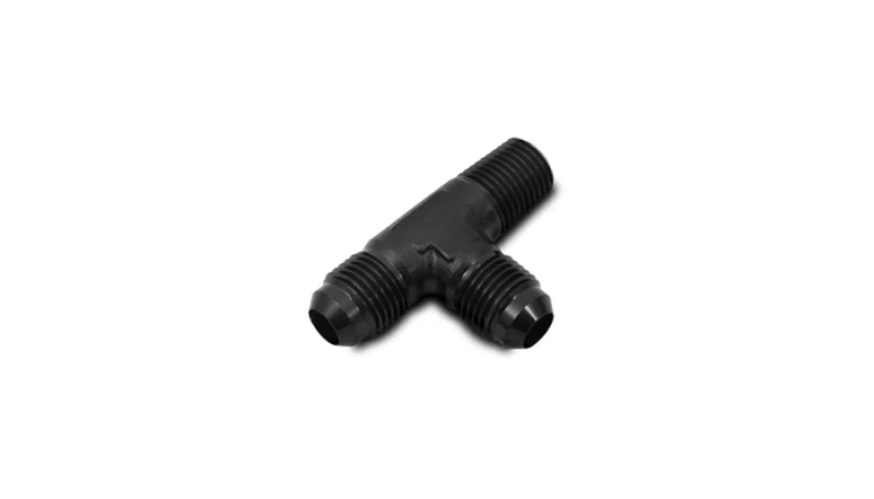 Vibrant -8AN x 3/8in NPT Flare to Pipe On Run Tee Adapter Fitting - Aluminum - Image 3