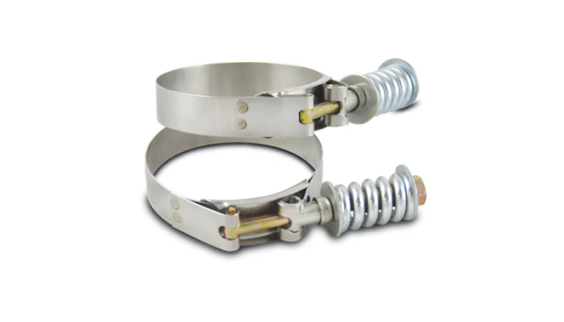 Vibrant Stainless Steel Spring Loaded T-Bolt Clamps (Pack of 2) - Clamp Range 4.78in-5.08in - Image 2