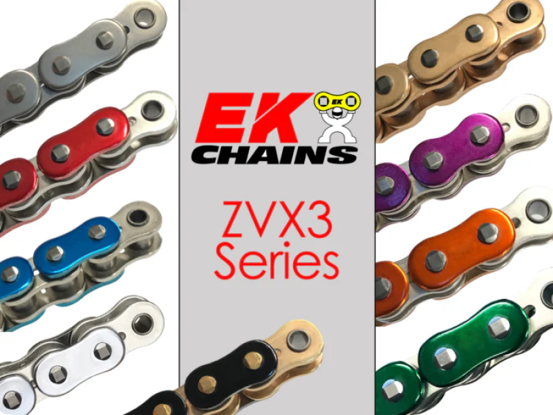 Vortex Racing EK 525 ZVX3 Rivet Master 120 Links- Metallic Red