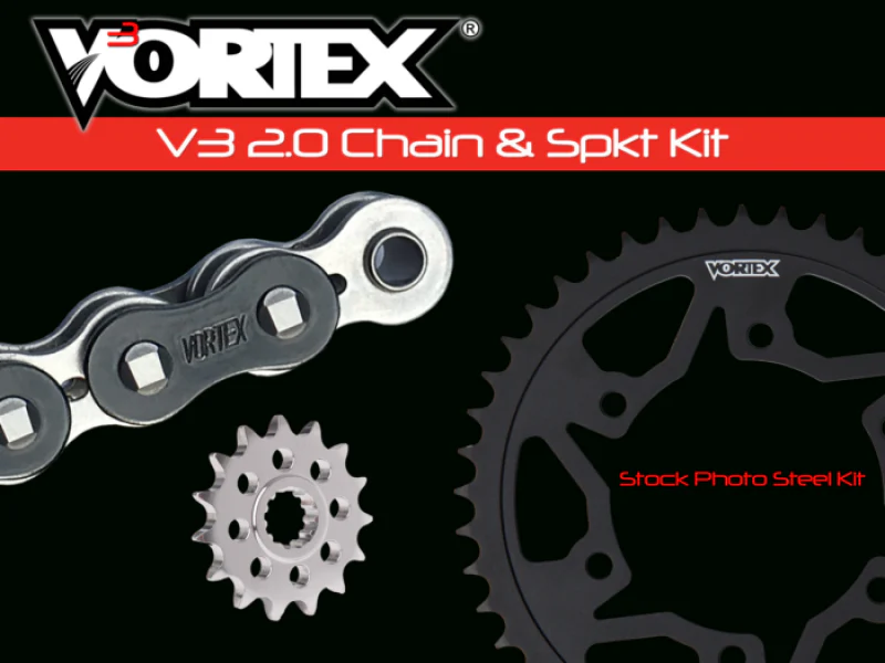 Vortex Racing V3 2.0 Chain and Sprocket Kit 3370-15,452AS-45,520SX3-114- Black