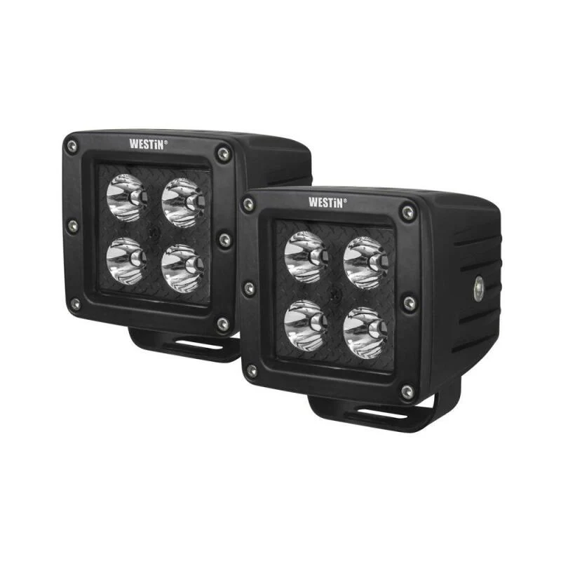 Westin HyperQ LED Auxiliary Lights 3in x 3in cube 20w Flood - Black - Image 2