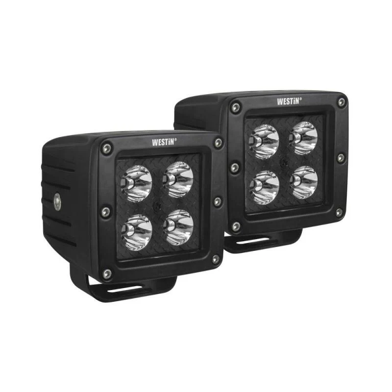 Westin HyperQ LED Auxiliary Lights 3in x 3in cube 20w Flood - Black - Image 6