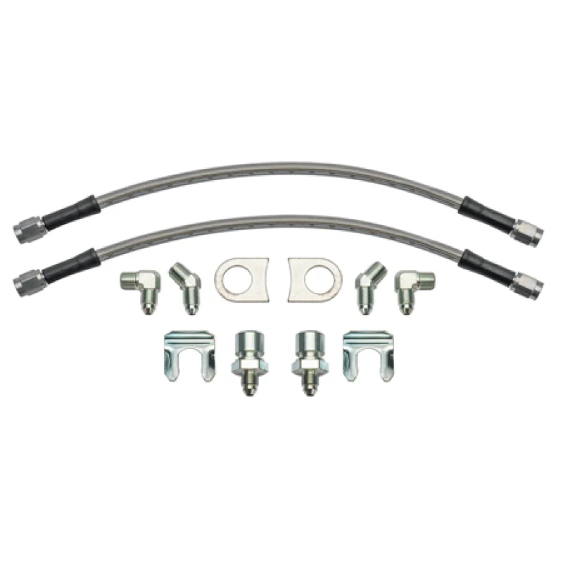Wilwood 12in Length -3 to 3/8-24 IF 1/8-27 NPT 90 Degree Flexline Kit w/ Weld-On Bracket Tabs
