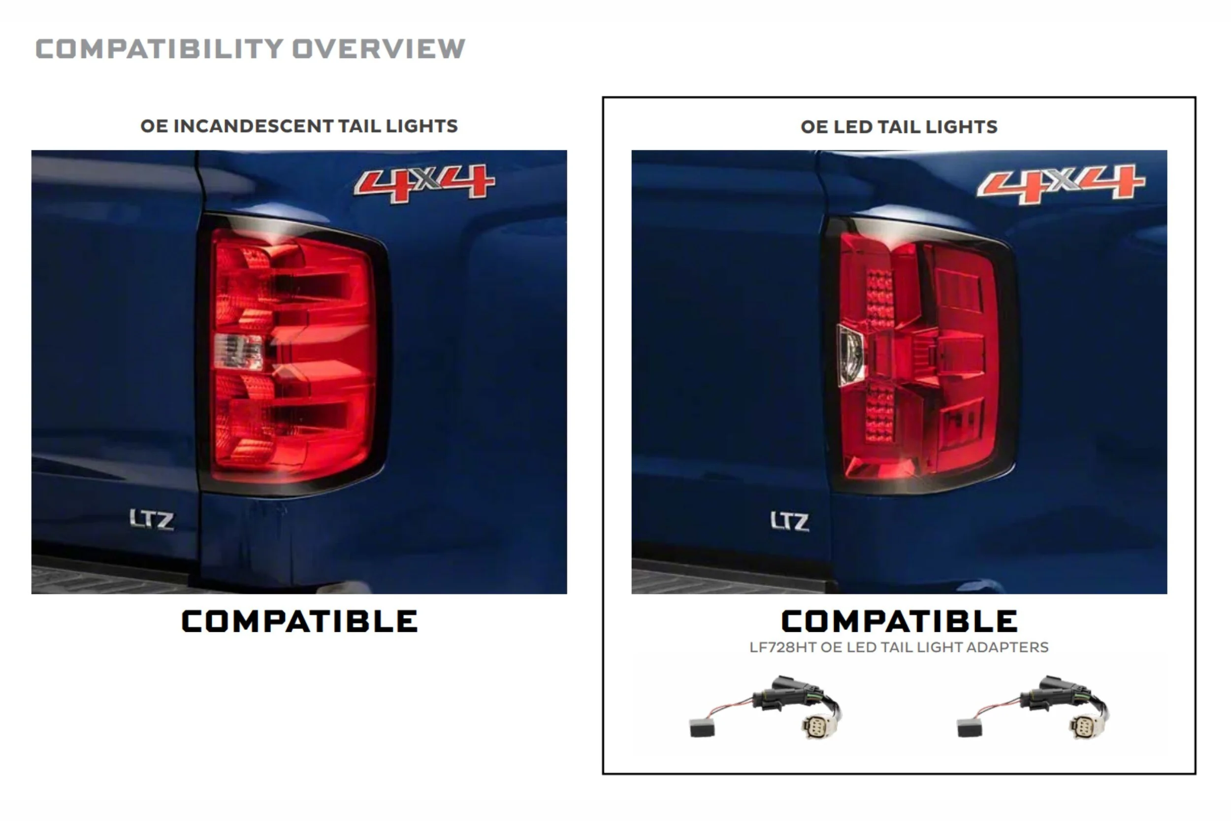 XB LED Harness: 14-18 Silverado/Sierra OE LED Tail Adapters (Set) - Image 2