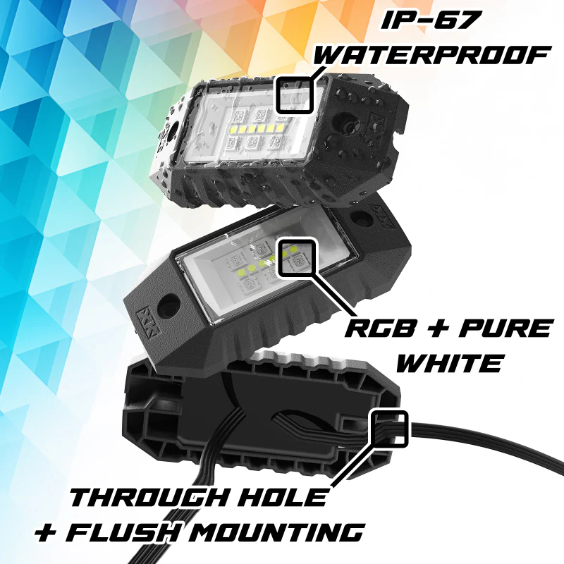 XK Glow RGBW 8pc Addressable LED Rock Light Kit - Image 2